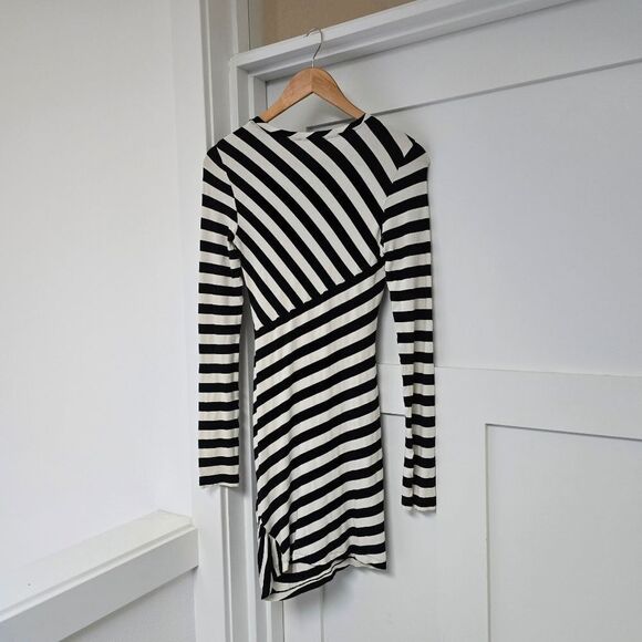Diane Von Furstenberg Promenade Stripe Colorblock Ruched Long Sleeve Dress - Picture 6 of 14